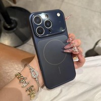 Funda Protectora para Teléfono Móvil con Panel Trasero Mate de Cobertura Total, Segunda Capa Magnética Resistente a Impactos para iPhone 14 15 16 17 Pro Max