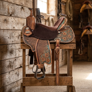 Silla de Montar Western de Cuero Marrón de Primera Calidad, con Asiento Acolchado, para Montar a Caballo, en Oferta - Product Image 1