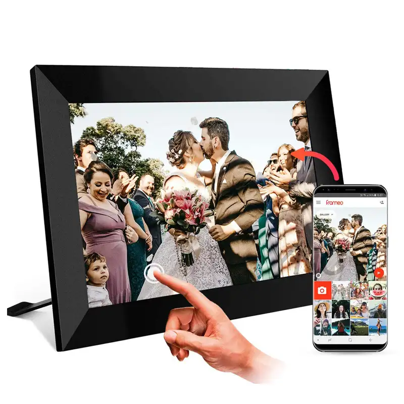 10.1 Inch IPS Touch Screen digital Photo Frame with 16GB Storage, Auto-Rotate, Easy Setup to Share pictures or Videos Via APP