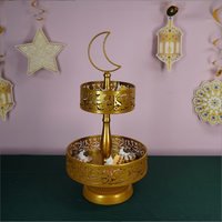 Plateau de service à Dessert décorations lune Ramadan, support à gâteau de Table plateau de service à deux niveaux en fer Ramadan eid ramadan