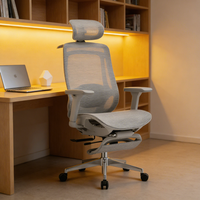 Chaise de bureau exécutive ergonomique moderne entièrement rembourrée en tissu maillé, pivotante à 360°, réglable en hauteur, avec repose-pieds