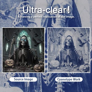Kit de cyanotype sur le thème d'Halloween, 45 papiers, 9 films, <span class=keywords><strong>loup</strong></span>-<span class=keywords><strong>garou</strong></span>, clown, vampire, planche A6 avec tutoriel en anglais - Product Image 1
