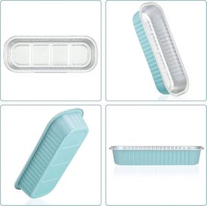 Sky Blue Mini Loaf with Lids Individual Cake Disposable Portable Stackable, 6.8Oz <b>Aluminum</b> Pans Tins, Dessert Cups Party - Product Image 3