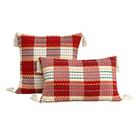 Housse de coussin jacquard brodée teinte en fil, décoration de Noël nordique pour la maison, les fêtes et le canapé