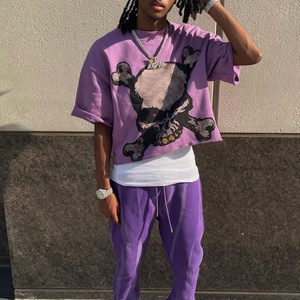 Streetwear surdimensionné personnalisé en détresse, fabricant de t-shirts courts coupés, t-shirts vintage, t-shirt court Boxy lourd pour hommes - Product Image 2