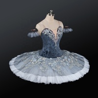 Tutu de ballet professionnel personnalisé pour filles, tenue de performance classique en gris