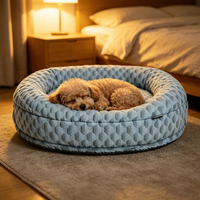 Yangyang Pet Solid Cartoon Kühlendes, flauschiges Memory-Schaum-Hundebett in Hellbeige, oval, luxuriös, beruhigend, orthopädisch