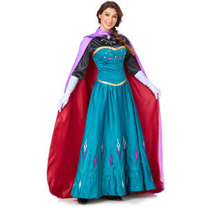 Anime Halloween Adult Princess Anna Cosplay Dress Costume per le donne ragazze Performance compleanno festa di natale Fancy Dress - Product Image 1