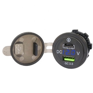 Soket pengisi daya USB, alat pengukur tegangan Led tahan air dengan QC3.0 + <span class=keywords><strong>PD</strong></span> + tipe-c - Product Image 5