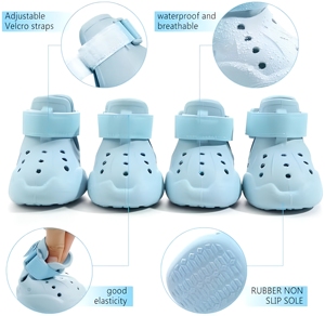 Chaussures imperméables <span class=keywords><strong>pour</strong></span> animaux de compagnie, 4 pièces, avec trous, antidérapantes, <span class=keywords><strong>pour</strong></span> l'été, pantoufles <span class=keywords><strong>pour</strong></span> chiots, sandales de plage <span class=keywords><strong>pour</strong></span> animaux de compagnie - Product Image 5