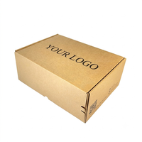 Boîte d'expédition en carton ondulé Kraft avec logo personnalisé, emballage pliable auto-scellant, écologique, pour chaussettes en carton recyclable