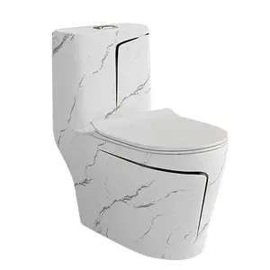 KD-18CTE High Quality Ceramic Black Marble Design One Piece Floor Mounted Toilet Set with Water Closet Concealed Flush Tank