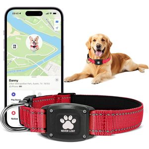 Collier GPS pour chien, anti-perte, rouge, réfléchissant, étanche, en nylon, suivi en temps réel, pour animaux de compagnie, uniquement iOS - Product Image 1