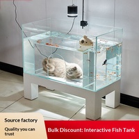 Aquarium cylindrique en verre ultra-transparent, intégré avec abri pour chat et tunnel, petit modèle domestique, ornemental, pour la décoration intérieure