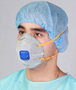 <span class=keywords><strong>Masque</strong></span> jetable <span class=keywords><strong>FFP2</strong></span> <span class=keywords><strong>avec</strong></span> valve, coussinet nasal en mousse et sangles de tête, 5 couches, noir, pour une protection fiable contre la poussière et les particules - Product Image 4