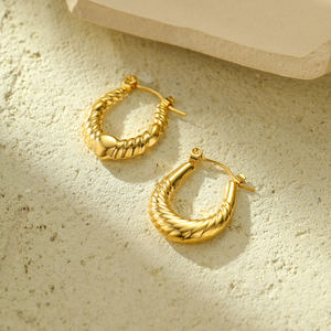 2025 New Fine Jewelry <b>Gold</b> Stainless Steel European and American Style Non Tarnish Hoops Women's <b>Earrings</b> <b>Set</b> Wholesale - Product Image 6