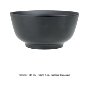 ชามข้าวญี่ปุ่นสโตนแวร์ Ø 14.3 ซม. สูง 7 ซม. สีดำด้าน โทนนากา - Product Image 3
