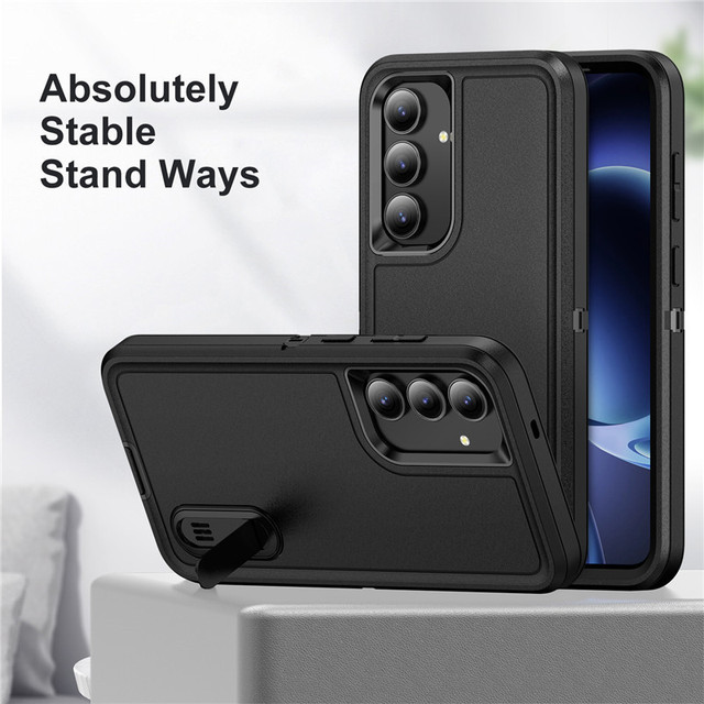Defender 3-in-1 Full Protection Phone Case with Stand Matte Anti-Fingerprint Cover for Samsung S26 Ultra Galaxy A17 5G
