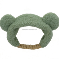 Bandeau pour le visage et le maquillage en polaire corail coloré pour femme, motif dessin animé, oreilles d'ours en peluche, réutilisable et antidérapant