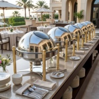 Ensemble de réchauds de luxe à couvercle roulant, chauffe-plats commerciaux en acier inoxydable pour buffet avec supports à combustible, équipement de restauration