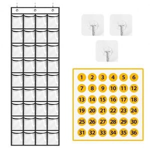 Organizador Plegable para Aula con 36 Bolsillos Transparentes, 61''x17.3'', de Tela No Tejida, para Colgar en Pared/Puerta, para Uso Escolar y de Oficina - Product Image 1