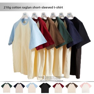 Camiseta de Verano de Manga Raglán de 210 g, Cuello Redondo, Manga Corta para Hombre, Algodón Puro, Vintage, Logotipo Estampado, Venta al por Mayor - Product Image 1