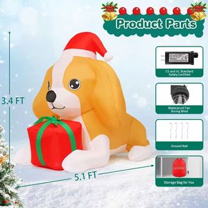 Custom Factory Price 5FT Child Christmas Inflatable <b>Dog</b> <b>LED</b> Lights Polyester Material Outdoor Decoration - Product Image 6