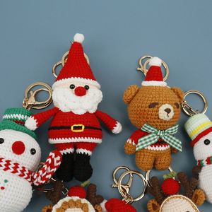 Llavero de Navidad de lana tejida, hecho a mano, con animales de ganchillo (Papá Noel, Muñeco de Nieve, Ciervo, Oso), Colgante Amigurumi para bolso, Regalos para damas - Product Image 3