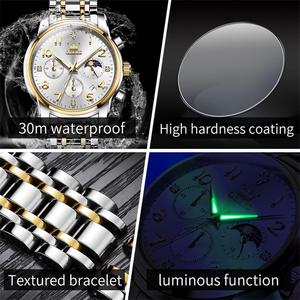   Montre à quartz de luxe 3628 en acier inoxydable multi-couleurs avec logo personnalisé, chronographe, phase de lune, étanche, tendance, OEM pour homme - Product Image 5