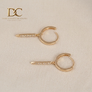 Pendientes de Aro Colgantes de Oro Sólido de 14K con Diamantes Cultivados en Laboratorio Certificados por IGI, Estilo Minimalista con Puntas, para Mujer, Regalo para Bodas y Fiestas, Joyería Fina - Product Image 5