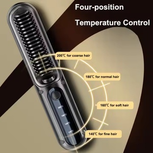 Brosse lissante pour cheveux portable professionnelle avec logo personnalisé, rechargeable par USB, sans fil, électrique - Product Image 2