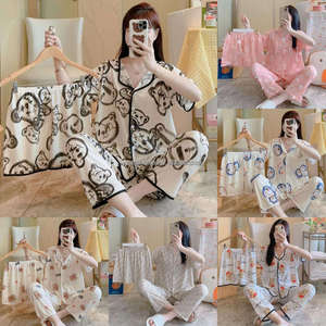 Set <span class=keywords><strong>Pigiama</strong></span> Autunnale 2025 per <span class=keywords><strong>Donna</strong></span>, Abbigliamento da Notte in Cotone Stampato, Vestaglia e Completo da Casa Firmato - Product Image 6