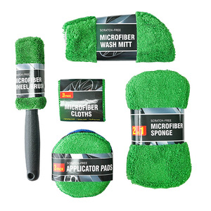 Esponja de microfibra verde para lavado de autos, limpieza, pulido y detallado - Product Image 4