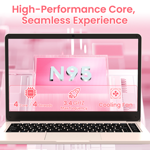 Vente en gros d'usine, nouveau portable Intel N95 Quad-Core 14,1 pouces, 1,7 GHz, SSD, Full HD 16:09, écran IPS, clavier anglais, Windows 11, étudiant - Product Image 4