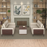 Ensemble de canapés de bureau en cuir de style nordique moderne, modulaires, style européen, pour ateliers, maisons, réceptions commerciales