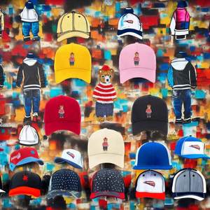 Sombrero bordado unisex clásico de 6 paneles de algodón 100% con parche de oso a rayas estilo callejero - Product Image 3