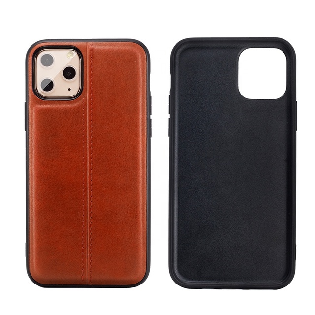 Brown Genuine Leather Luxury Design 360 Protection Phone Case for 11 Pro Max Manufacturer Wholesale