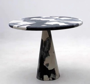 Table d'appoint avec peinture à l'huile en PRF peint à la main de conception fractale moderne Table à manger ovale élégante et créative Meubles pour villa stable - Product Image 4