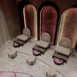 Professional Marble Barber Station with <b>LED</b> Mirror Modern Hair Salon Interior Design to Production - Product Image 4