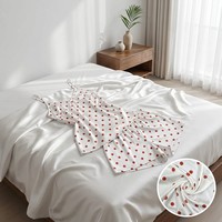 Tissu satiné soyeux extensible imprimé à pois rouges respirant sur mesure pour robes de mariée, vêtements de sport et de nuit pour femmes printemps-été