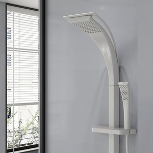 Wall Mount Rain <b>Shower</b> Set with <b>Slide</b> Bar and Handheld Showerhead Rectangle Design Minimalist Style Bathroom Faucet - Product Image 5