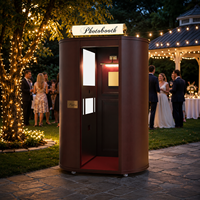Photomaton Rétro de Luxe en Bois avec Écran Tactile, Minuterie, Imprimante et Caméra Compatible iPad pour Locations de Fêtes et Événements