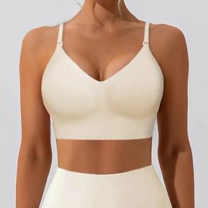 Soutien-gorge de sport sans fil pour femme Bretelles convertibles plates Sans couture Bords invisibles Design ultra-bas au dos Ajustement réglable - Product Image 1