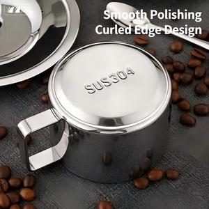 Taza de Café Estilo Coreano al por Mayor, Taza de Doble Capa de Acero Inoxidable 304 para el Hogar y la Oficina con Juego de Plato y Cuchara - Product Image 5