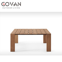 Table de salle à manger d'extérieur moderne de luxe en teck massif, design carré, résistante aux intempéries, pour jardin, patio, hôtel, restaurant