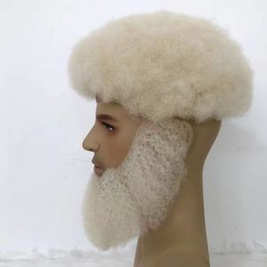 Emeda Perruques respirantes blondes en cheveux humains indiens Remy, densité 120%, boucles <span class=keywords><strong>afro</strong></span>, pour hommes - Product Image 1