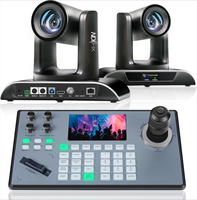 TONGVEO 2 Cámaras de Video PTZ con Seguimiento IA NDI 30x y Controlador de Teclado con Joystick y Pantalla LED Profesional para Conferencias