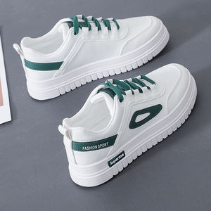 Zapatillas Deportivas Blancas y Verdes con Plataforma para Mujer, Zapatos de Skate con Cordones, Zapatos Casuales para Caminar - Product Image 3