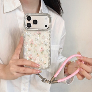 Étui <span class=keywords><strong>de</strong></span> téléphone IMD à motif <span class=keywords><strong>de</strong></span> fleurs <span class=keywords><strong>de</strong></span> coquillages à la mode <span class=keywords><strong>avec</strong></span> chaîne suspendue pour la série iPhone 18 Pro Max - Product Image 4