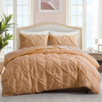 Housse de couette plissée 3 pièces en microfibre géométrique simple, certifiée ISO9001 OEKO, personnalisable, pour lit Queen, en polyester